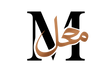 create logo of M and write mahal in arabic calligraphy in it while M should be in black and mahal in bronze colour